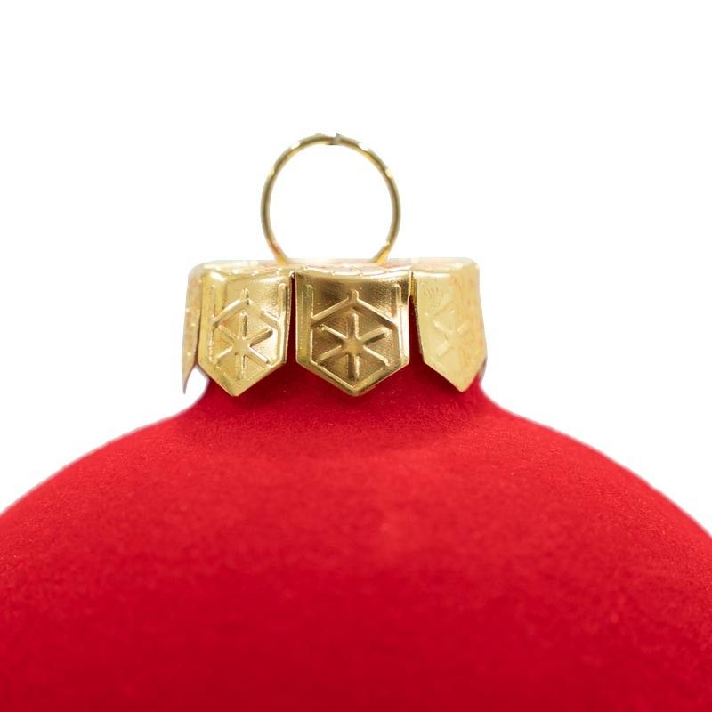 Palle di Natale in Vetro e Velluto D.8 cm Vari Colori Conf. da 6 Pz