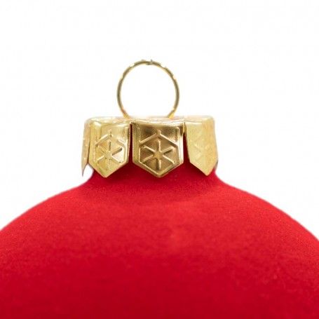 Palle di Natale in Vetro e Velluto D.8 cm Vari Colori Conf. da 6 Pz