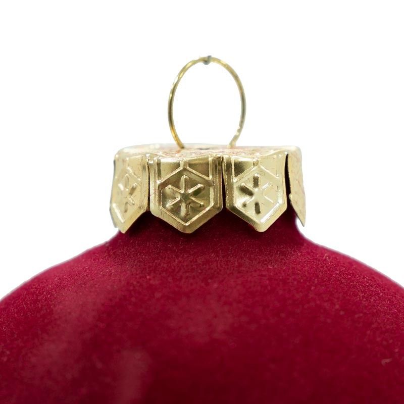 Palle di Natale in Vetro e Velluto D.8 cm Vari Colori Conf. da 6 Pz