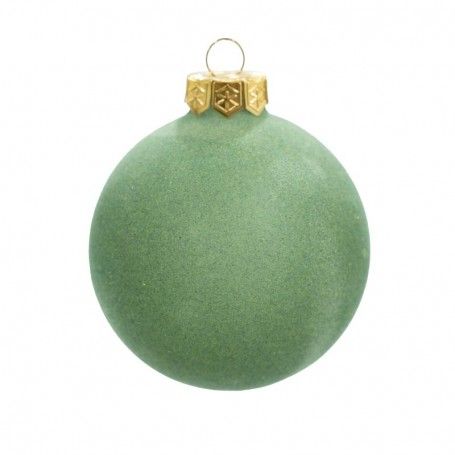 Palle di Natale in Vetro e Velluto D.8 cm Vari Colori Conf. da 6 Pz