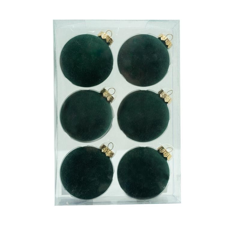 Palle di Natale in Vetro e Velluto D.8 cm Vari Colori Conf. da 6 Pz