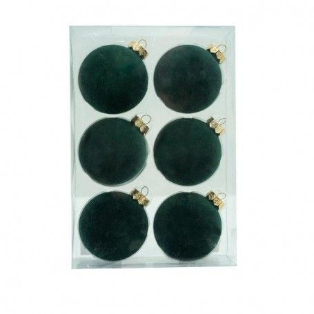 Palle di Natale in Vetro e Velluto D.8 cm Vari Colori Conf. da 6 Pz