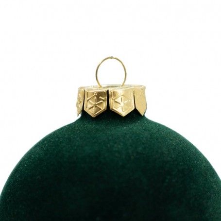 Palle di Natale in Vetro e Velluto D.8 cm Vari Colori Conf. da 6 Pz