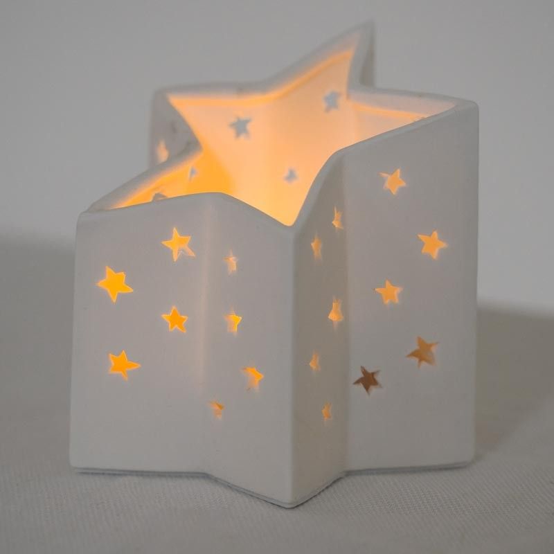Stella Porta Candela Porcellana Bianca H.11,5 cm