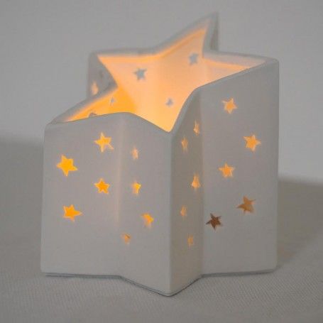 Stella Porta Candela Porcellana Bianca H.11,5 cm