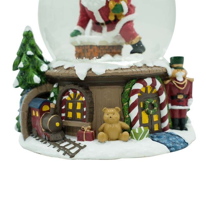 Carillon Natalizio con Babbo Natale Musica e Luci Led H.14,5 cm