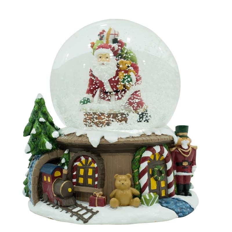 Carillon Natalizio con Babbo Natale Musica e Luci Led H.14,5 cm