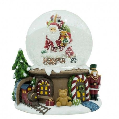 Carillon Natalizio con Babbo Natale Musica e Luci Led H.14,5 cm