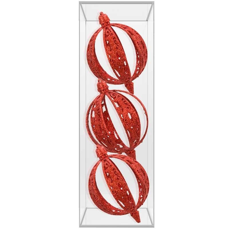 Palle di Natale Glitterate D.10 cm Conf. da 3 Pz