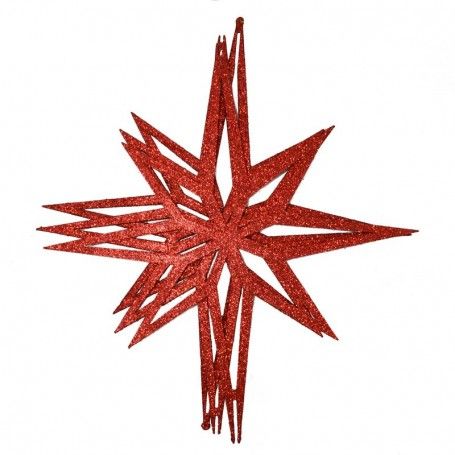 Stella 3D Natalizia Rossa Glitterata 3 Misure