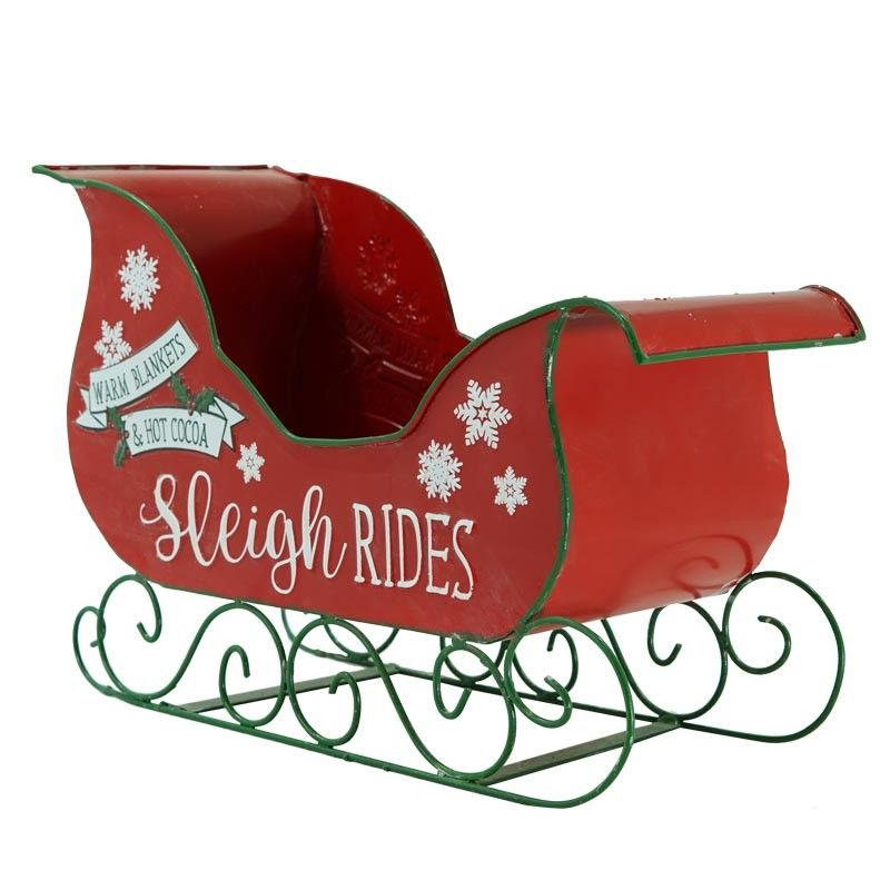 Slitta Natalizia in Latta Rossa H.27 cm