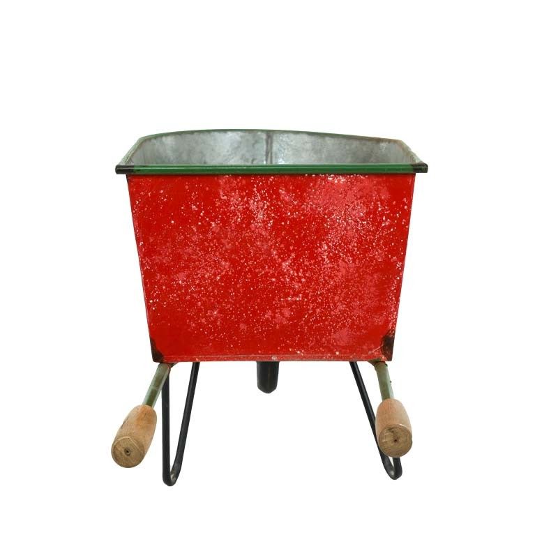 Carriola Natalizia in Latta Rossa H.28 cm