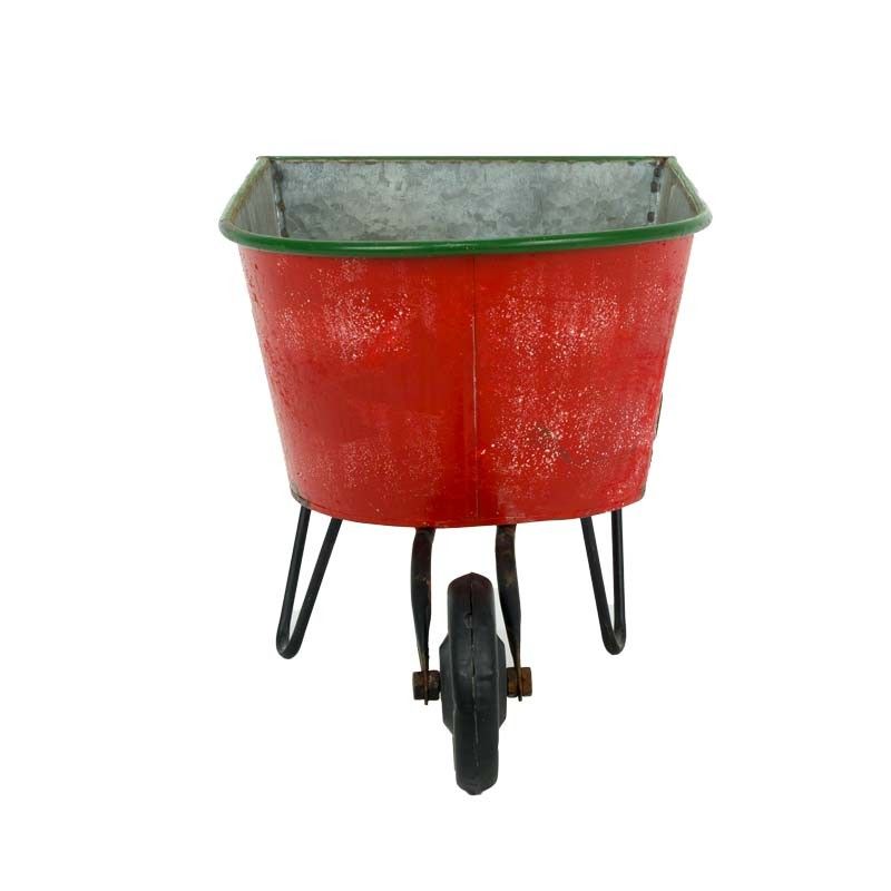 Carriola Natalizia in Latta Rossa H.28 cm