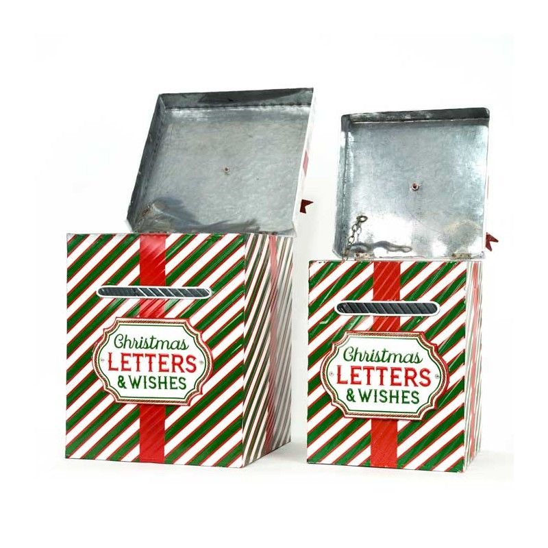 Set 2 Scatole Portalettere Natalizie in Latta H.27/31 cm