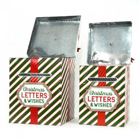 Set 2 Scatole Portalettere Natalizie in Latta H.27/31 cm