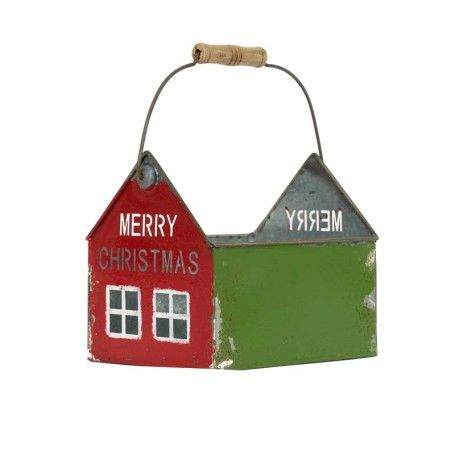 Cassetta Natalizia con Manici in Latta Rossa e Verde