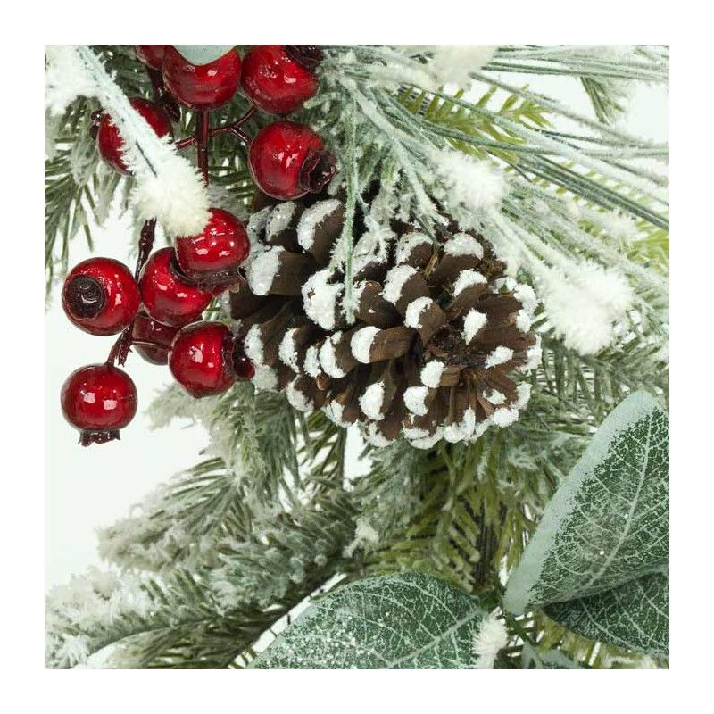 Corona Natalizia Innevata con Pigne e Bacche D.70 cm