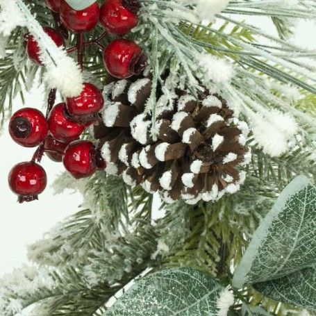 Corona Natalizia Innevata con Pigne e Bacche D.70 cm