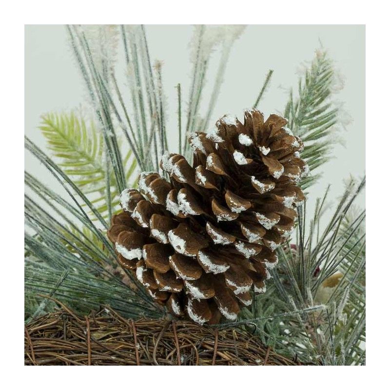 Corona Natalizia Innevata con Pigne e Bacche D.70 cm
