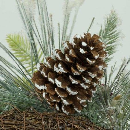 Corona Natalizia Innevata con Pigne e Bacche D.70 cm
