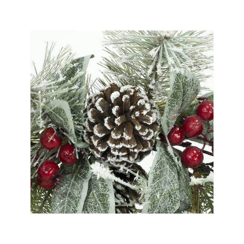 Swag Natalizio Innevato con Pigne e Bacche 70 cm
