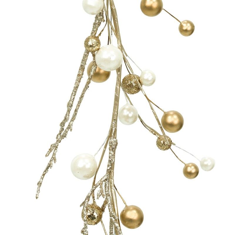 Ghirlanda Natalizia con Bacche Oro e Perle L.160 cm