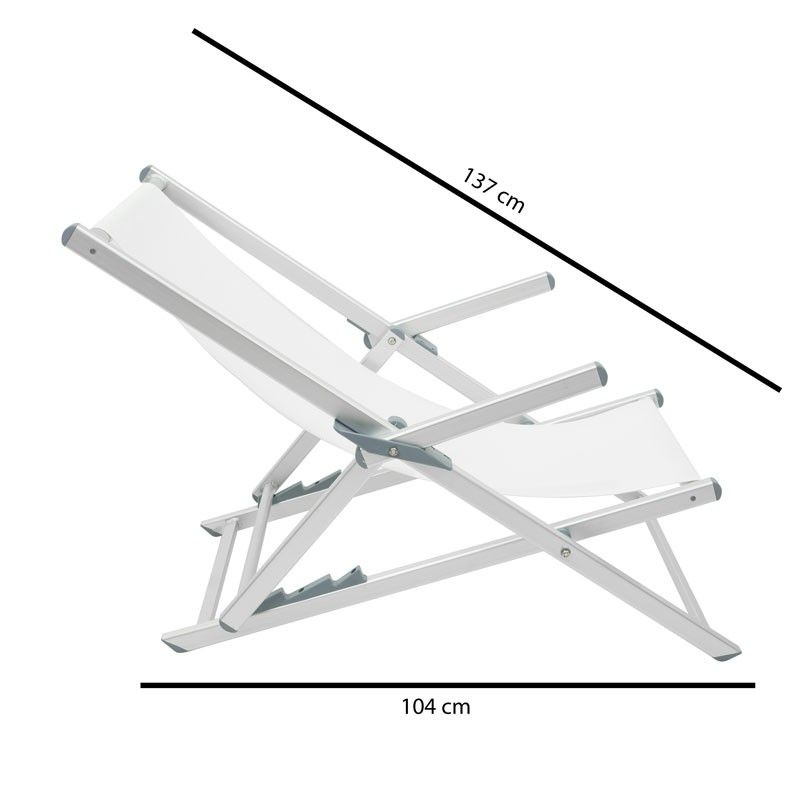 Sedia Sdraio Da Giardino E Spiaggia In Alluminio Bianca Olaf
