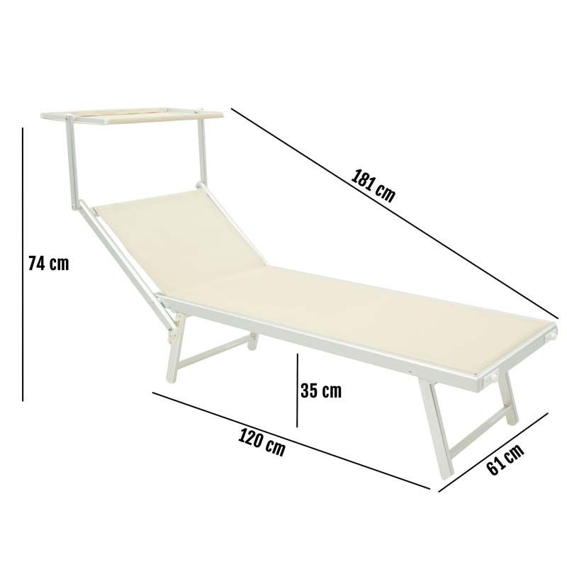 Lettino Prendisole da Giardino in Alluminio Taupe | Simba