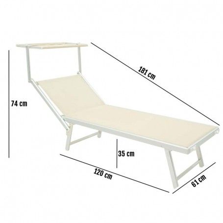 Lettino Prendisole da Giardino in Alluminio Taupe | Simba