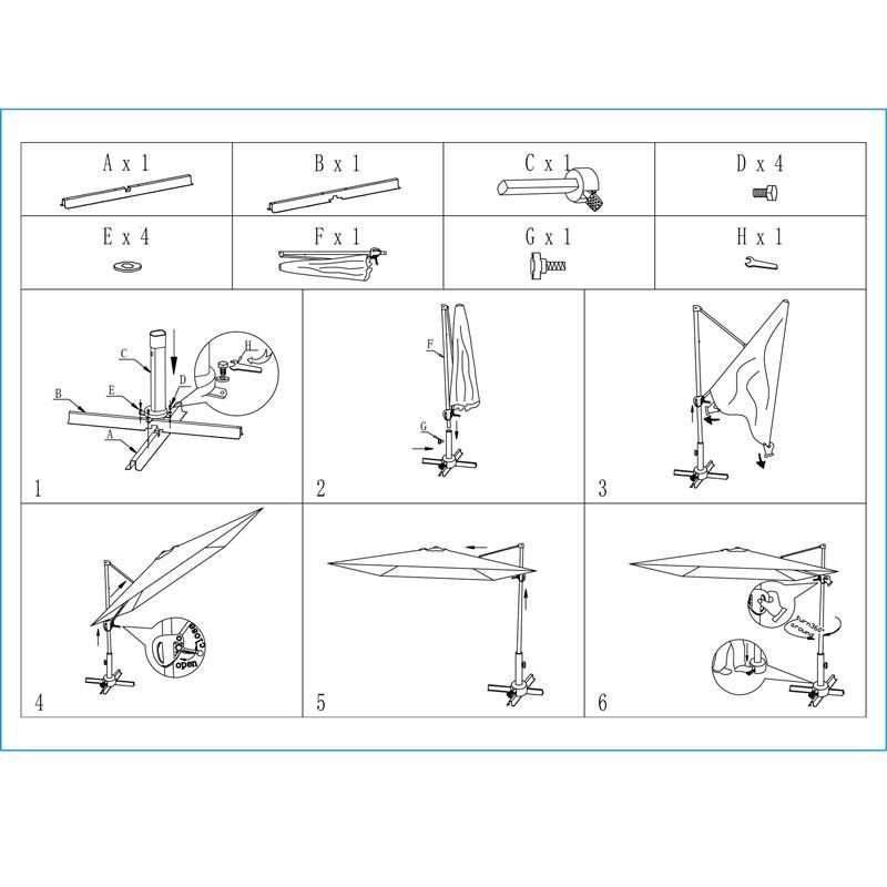 Ombrellone Decentrato da Giardino in Alluminio D.3 mt Bianco | QD030A
