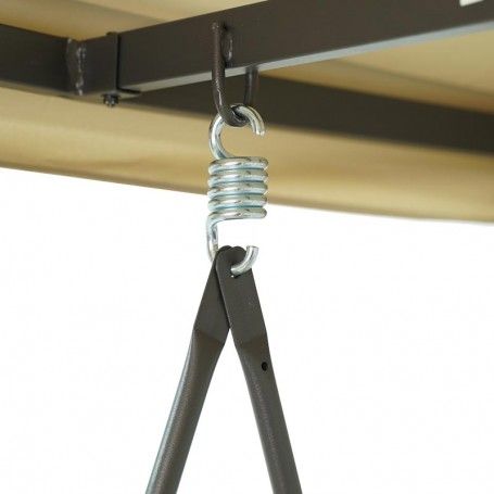 Dondolo Gazebo da Giardino con Zanzariera in Acciaio Beige