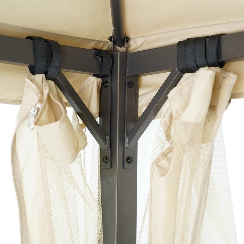 Dondolo Gazebo da Giardino con Zanzariera in Acciaio Beige