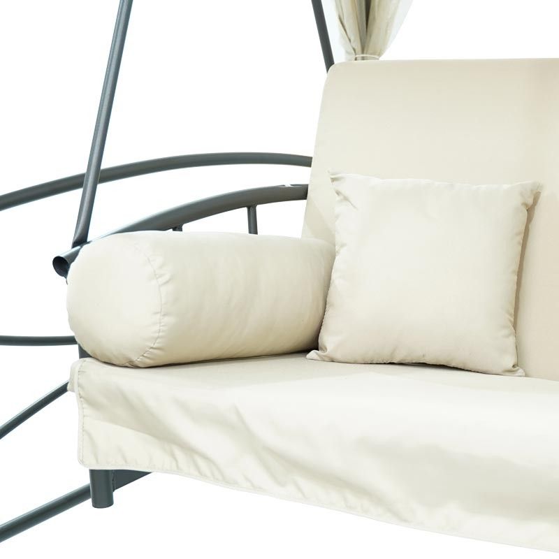 Dondolo Gazebo da Giardino con Zanzariera in Acciaio Beige