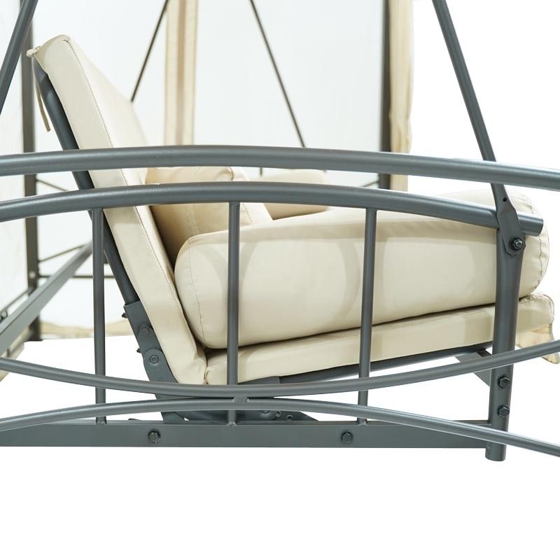 Dondolo Gazebo da Giardino con Zanzariera in Acciaio Beige