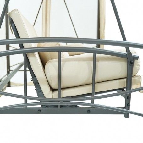 Dondolo Gazebo da Giardino con Zanzariera in Acciaio Beige