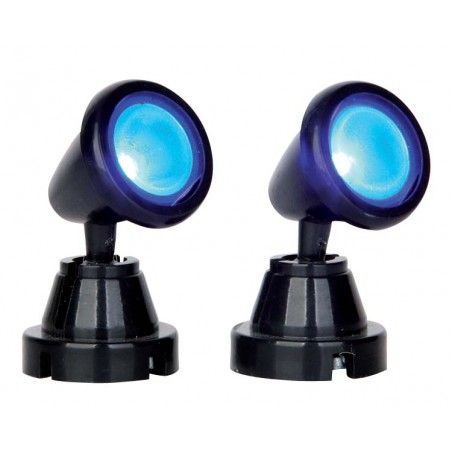Round Spot Light Blue Set Of 2 B/O (4.5V) - Lemax 54945