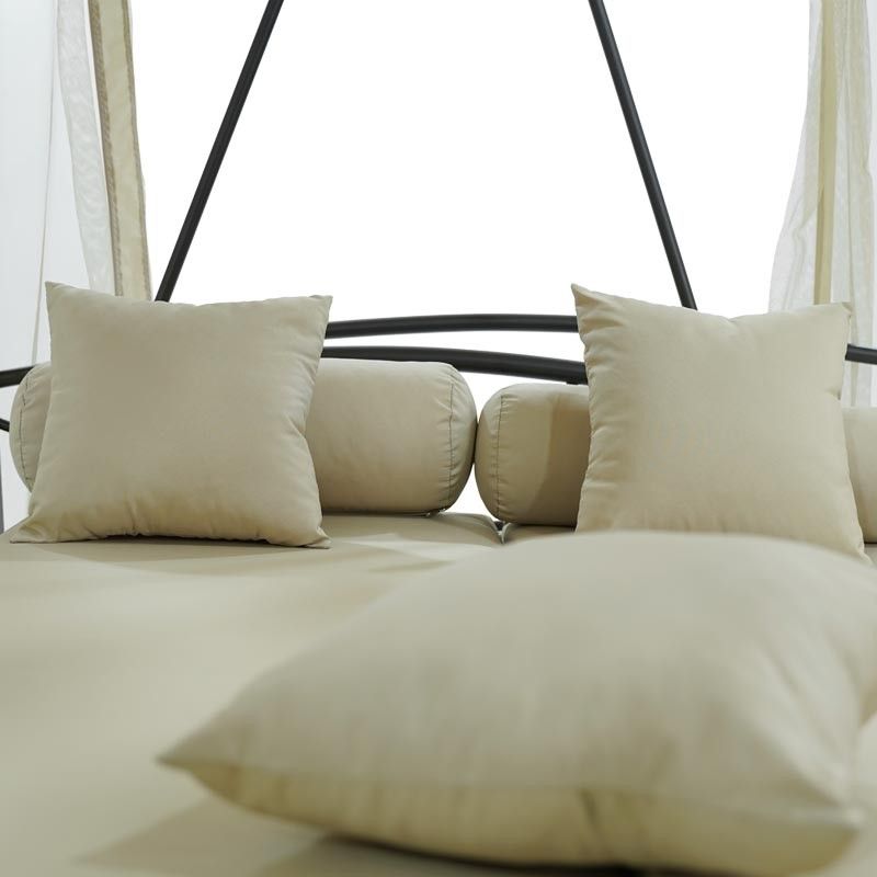 Dondolo Gazebo da Giardino con Zanzariera in Acciaio Beige