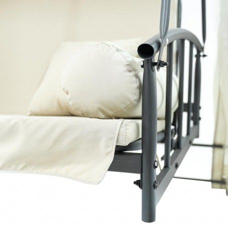 Dondolo Gazebo da Giardino con Zanzariera in Acciaio Beige