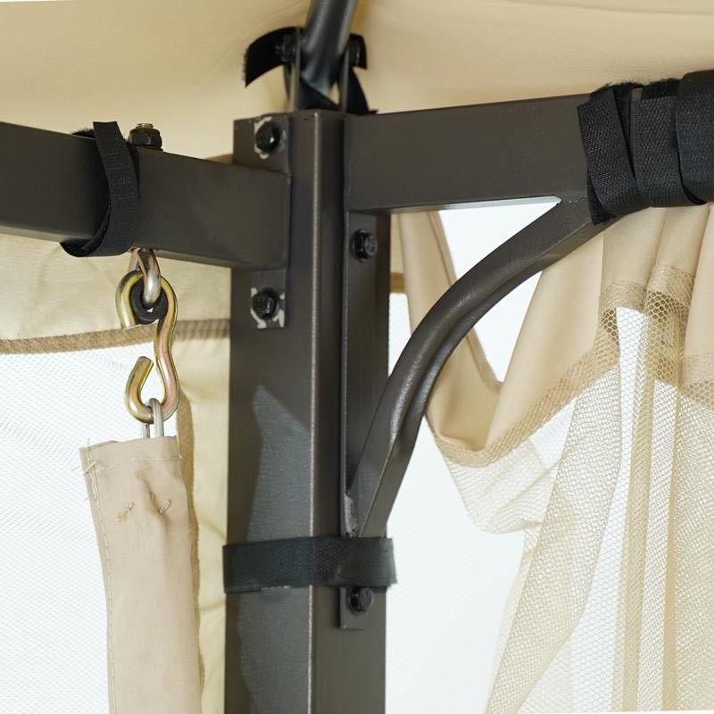 Dondolo Gazebo da Giardino con Zanzariera in Acciaio Beige