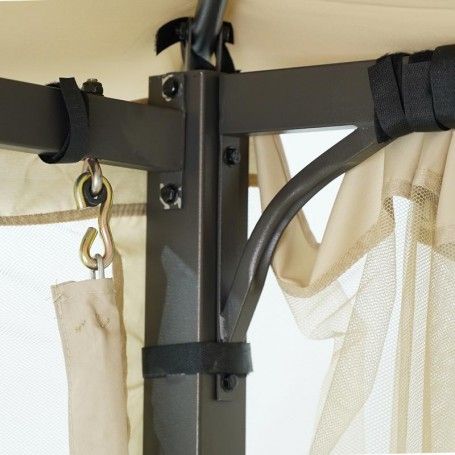 Dondolo Gazebo da Giardino con Zanzariera in Acciaio Beige
