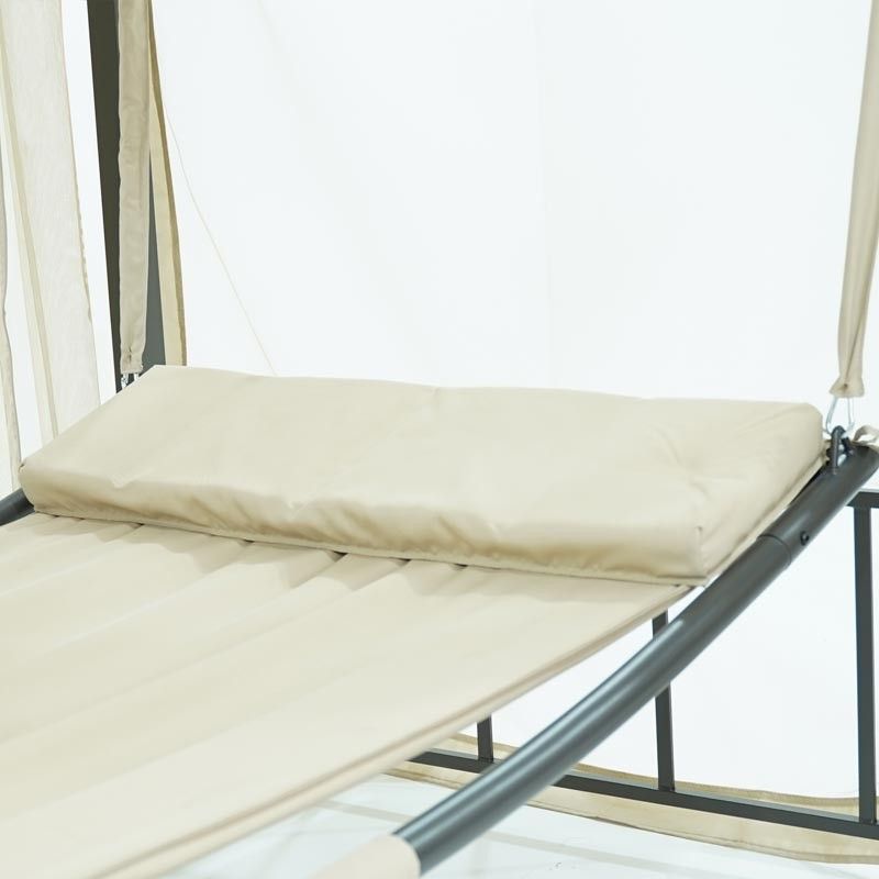 Dondolo Gazebo da Giardino con Zanzariera in Acciaio Beige