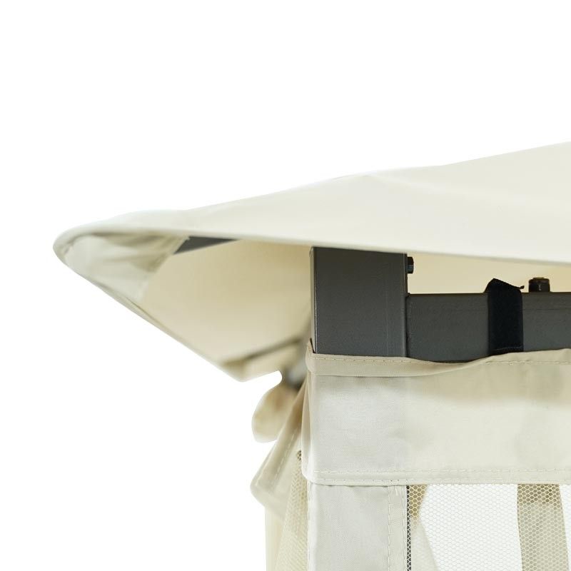 Dondolo Gazebo da Giardino con Zanzariera in Acciaio Beige