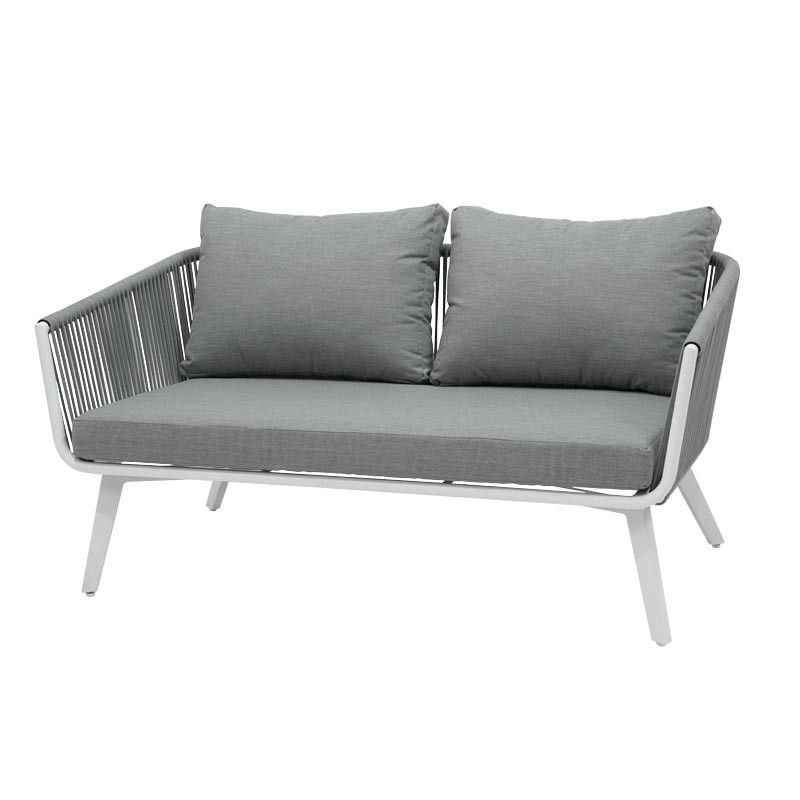 Set Divano da Giardino in Alluminio e Corde - Lipari Bianco e Grigio