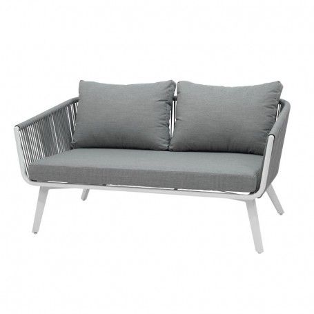 Set Divano da Giardino in Alluminio e Corde - Lipari Bianco e Grigio