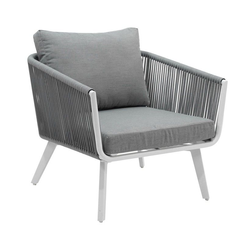 Set Divano da Giardino in Alluminio e Corde - Lipari Bianco e Grigio