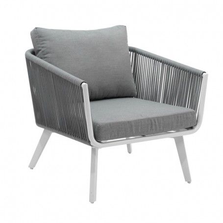 Set Divano da Giardino in Alluminio e Corde - Lipari Bianco e Grigio