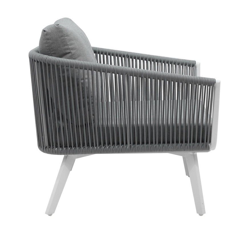 Set Divano da Giardino in Alluminio e Corde - Lipari Bianco e Grigio