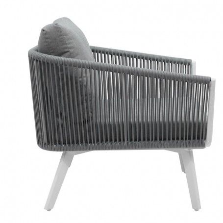 Set Divano da Giardino in Alluminio e Corde - Lipari Bianco e Grigio