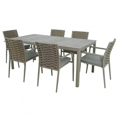 Tavolo Rettangolare in Alluminio e Corde Grigio - Venere