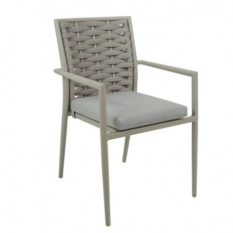 Tavolo Rettangolare in Alluminio e Corde Grigio - Venere